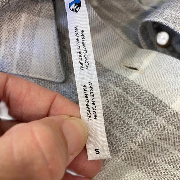 Kuhl Women's Kamila Flannel Shirt Light Gray Plaid Button Down Size SMALL - Picture 5 of 9